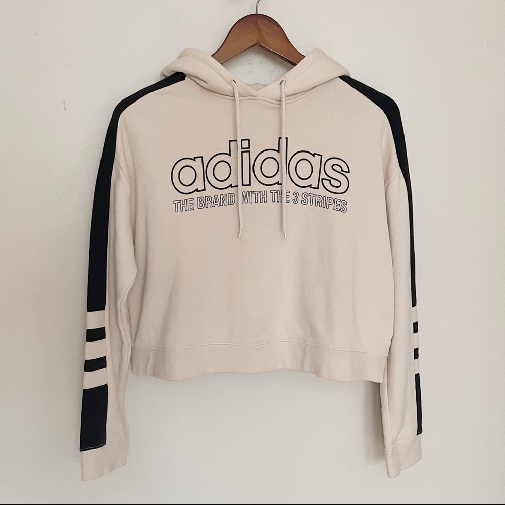 Adidas Originals Cotton Color Block Cropped Hoodie